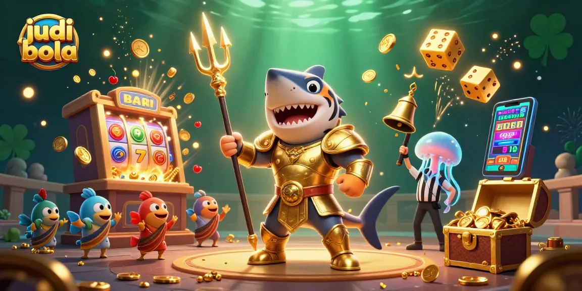 Experience thrilling judi bola action with vibrant casino elements in an underwater colosseum.